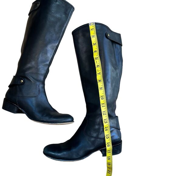CORSO COMO Womens Black Leather Sz 8.5 Boots Riding Exposed Zipper Knee Boot - Picture 9 of 14